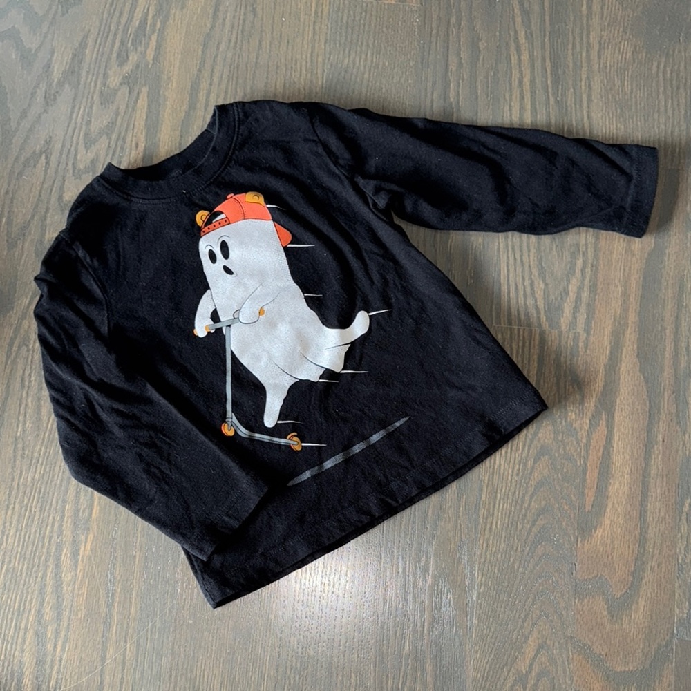 babyGap Ghost Graphic Organic Cotton Long Sleeve Tee 3T Halloween Black